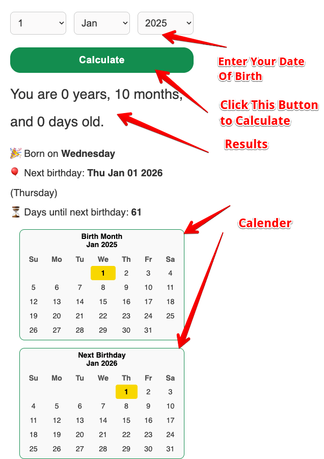 How to use Date Of Birth Calculator Online
